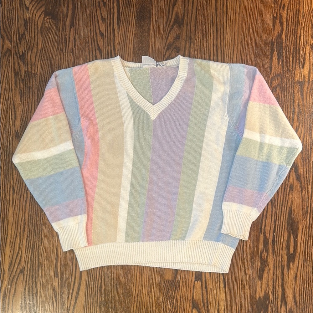 Striped Pastel V-Neck Sweater